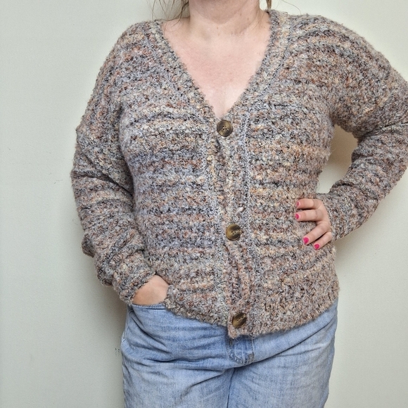 Cynthia Rowley Button Front Marled Neutral Cardigan Size Xs New with Tags - Picture 1 of 13